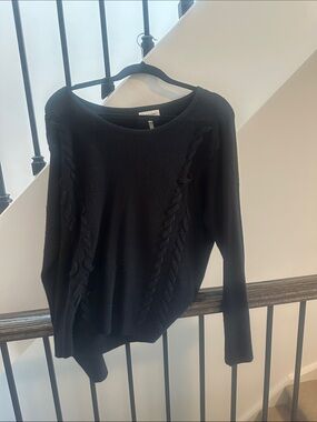 Calvin Klein Black Knit Sweater with Braid Detail